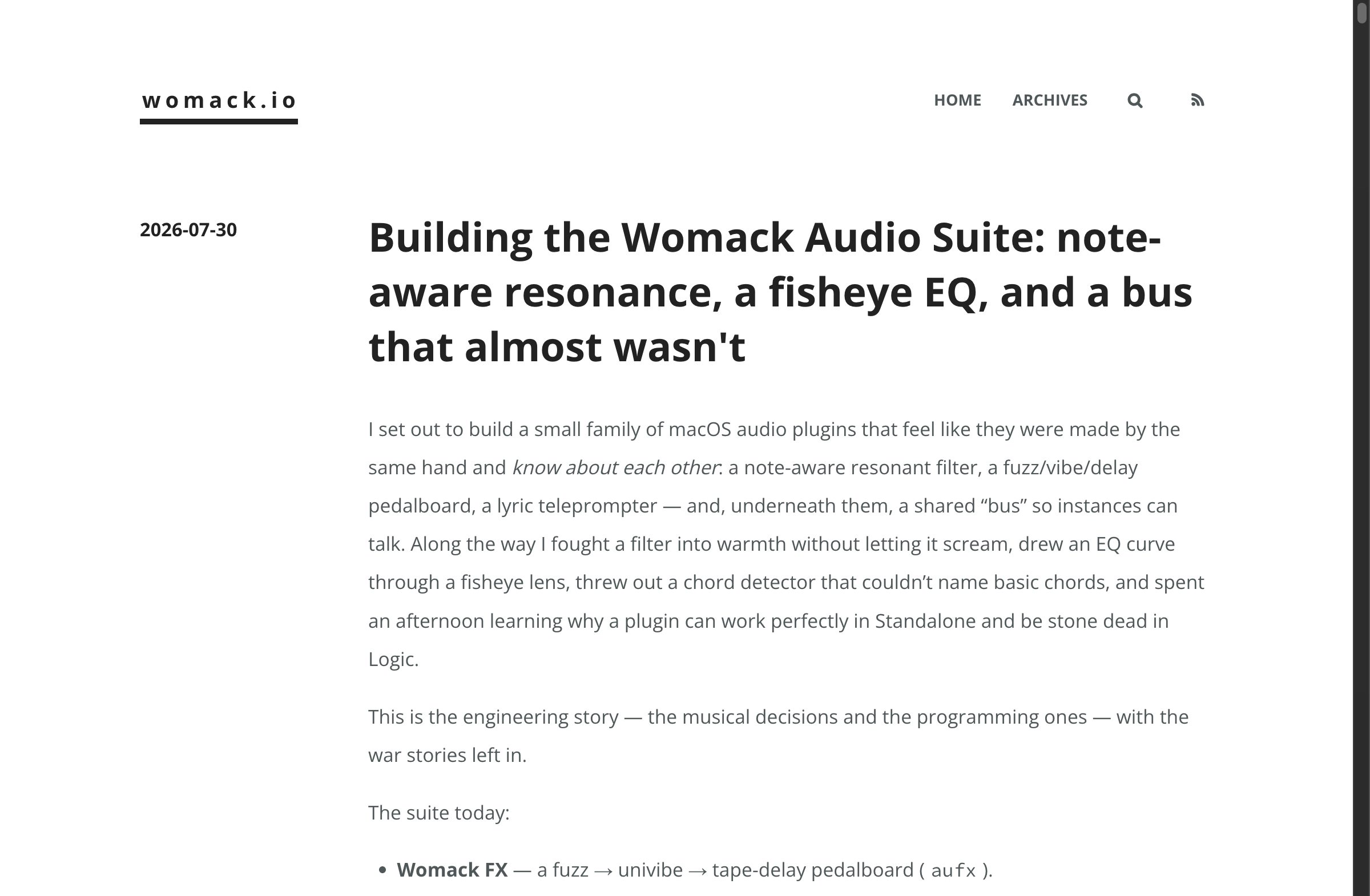 womack.io, running on the now-vendored Hexo fork